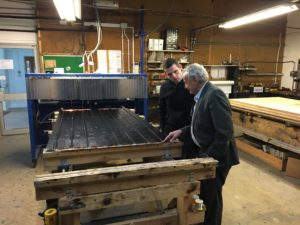 Douglas with AES Solar managing director George Goudsmit during the visit to the Forres-based business.